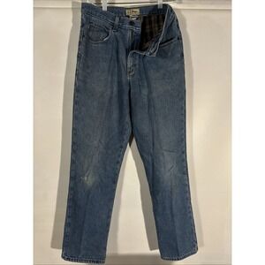 LL Bean Classic Fit Jeans Mens 32x32 Flannel Lined Straight Denim Workwear Vtg